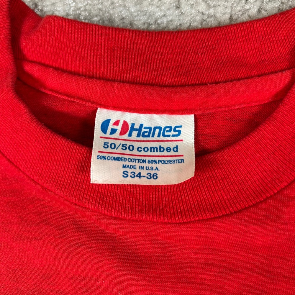 Vintage Hanes Loverboy T-Shirt Mens Small Red 1982 Get Lucky Tour Rock Tee USA - Picture 4 of 10